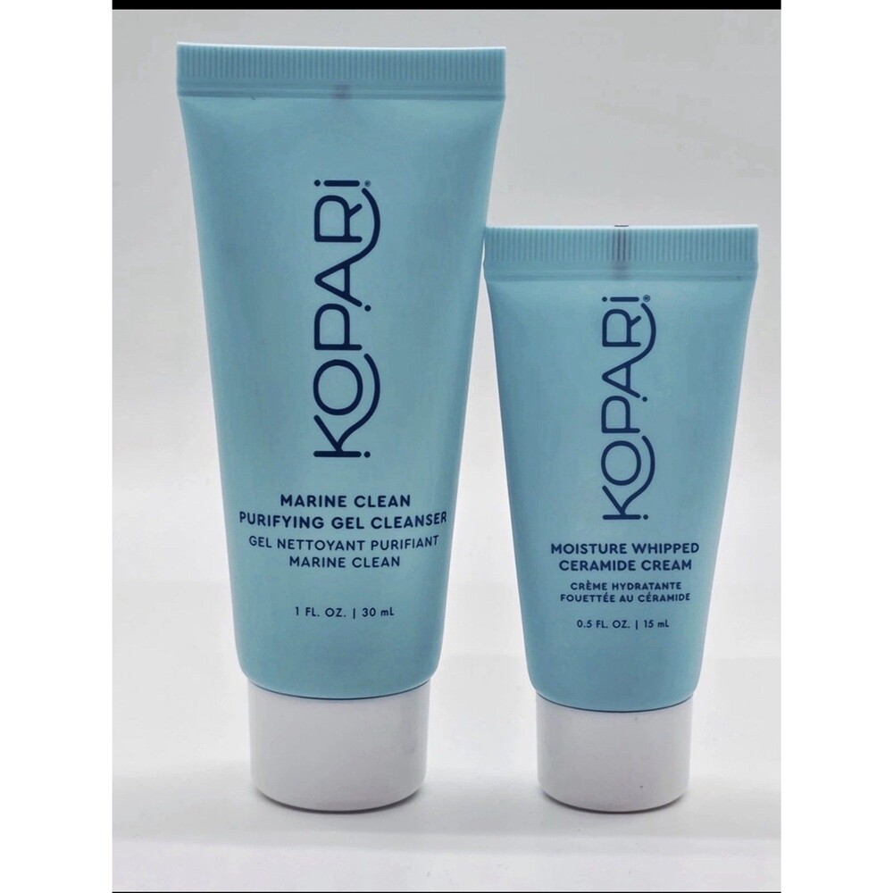 Kopari Marine Clean Purifying Gel Cleanser 1oz +Moisture Whipped Cream .5oz.Mini